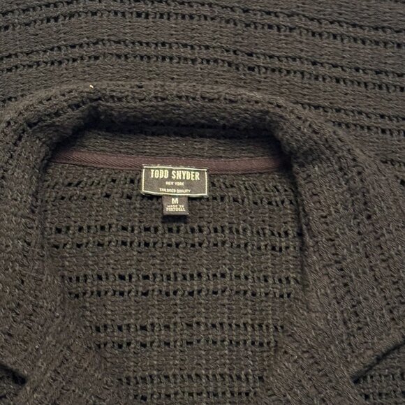 Todd Snyder Open Knit Guayabera Shirt Black Size Medium NWOT - Picture 4 of 5